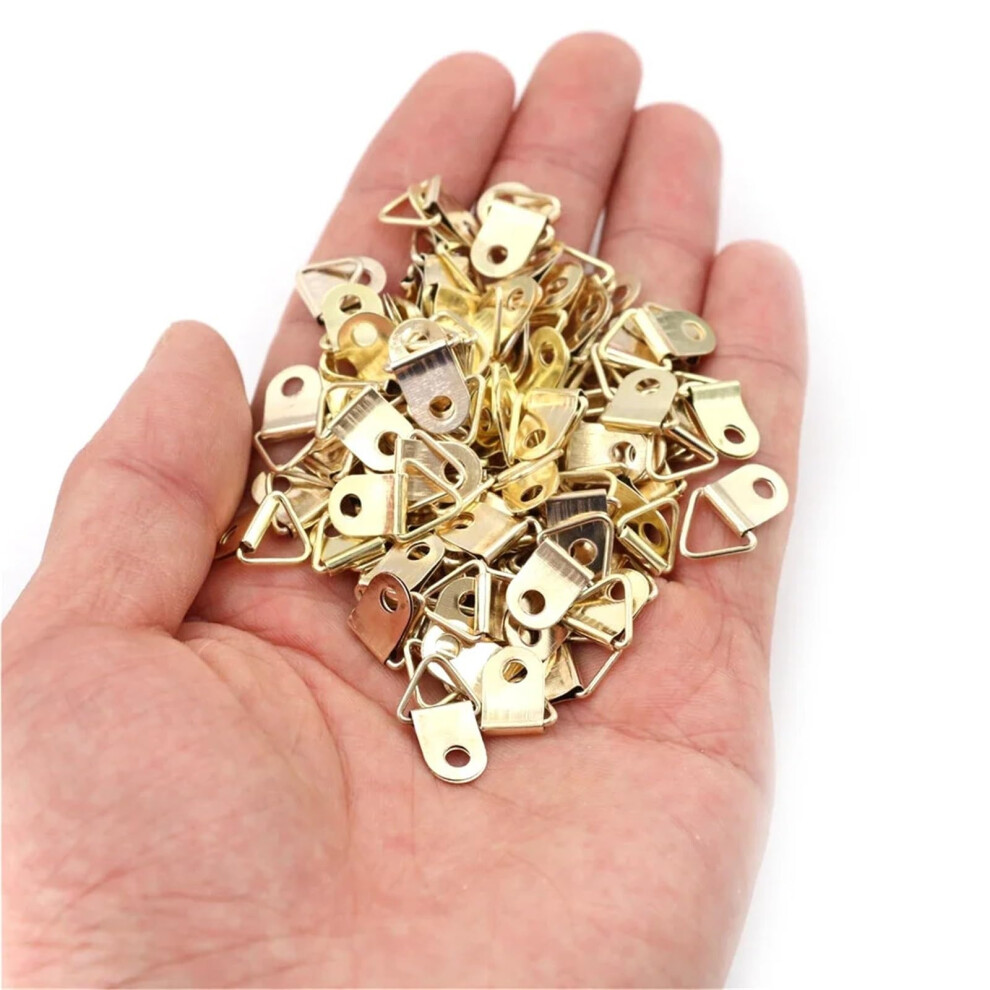 500Pcs D Ring Picture Hangers Golden Triangle Hooks With Screws For Frames Artwork Mirrors Canvases 9310869704775