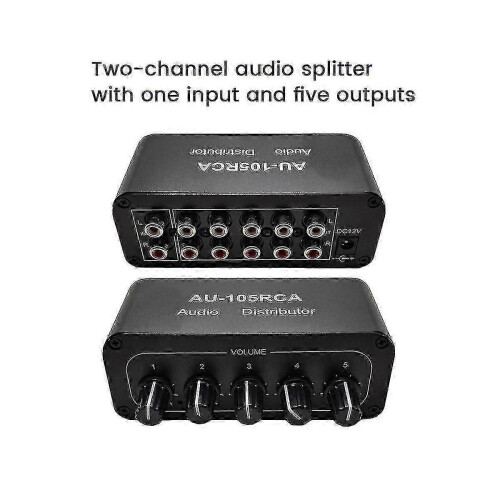 Active 1-Input 5-Output RCA Splitter Audio Distributor for Power Amplifier 5ch Stereo Mixer 1