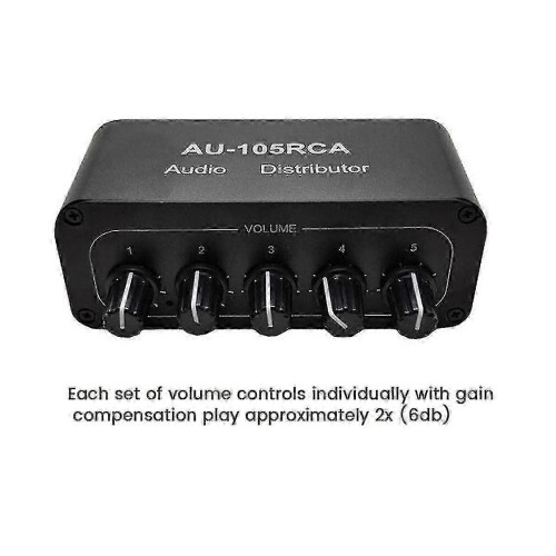 Active 1-Input 5-Output RCA Splitter Audio Distributor for Power Amplifier 5ch Stereo Mixer 2
