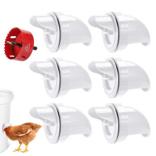 Rainproof Automatic Chicken Feeder Kit, 6Port No Waste Gravity Poultry Feeder for Coop Buckets and Barrels