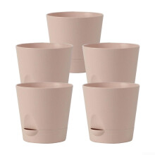 Self Watering Plant Pots Set of 5 with Drainage Hole, Automatic Watering Flower Pots for Indoor Outdoor Plants, Pink