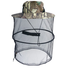 Camouflage Mosquito Head Net Hat for Fishing and Beekeeping, Breathable Insect Protection Mesh, One Size