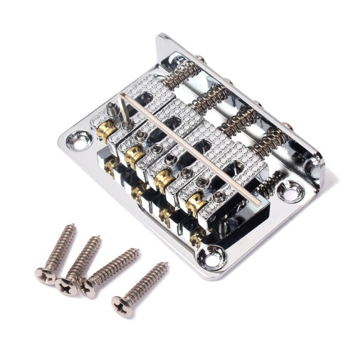 Vintage Style Bass Guitar Bridge Silver 4 String Adjustable Saddle Height Enhanced Tone Durable Metal 1