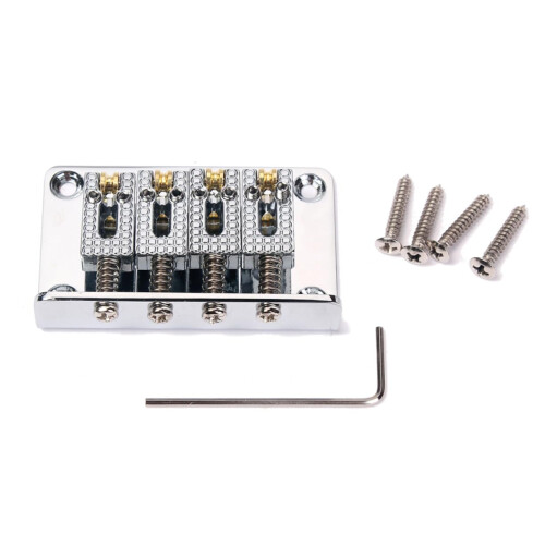 Vintage Style Bass Guitar Bridge Silver 4 String Adjustable Saddle Height Enhanced Tone Durable Metal 2
