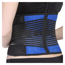 Plus Size S6XL Back Support Belt for Men and Women, Breathable Posture Corrector with Lumbar Support Bars and Double Pull Straps, Blue Black, Size M