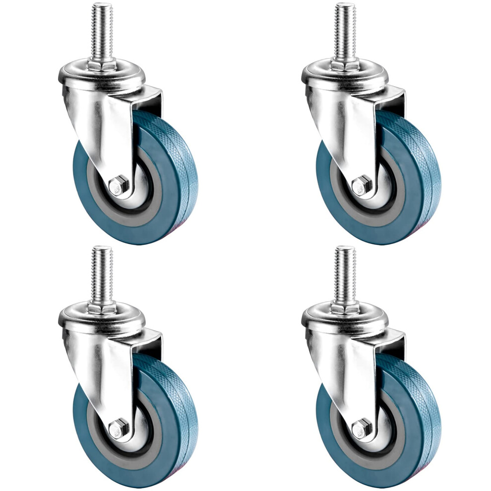 4 Pack Swivel Caster Wheels With Dual Locking Brakes, Silent Shock Absorption Threaded Stem M10 M12 Light 9310869705192
