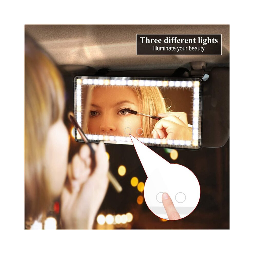 Car Sun Visor Vanity Mirror With Lights, Rechargeable Led Car Visor Makeup Mirror With 3 Color Dimmable Lights 6031075785787
