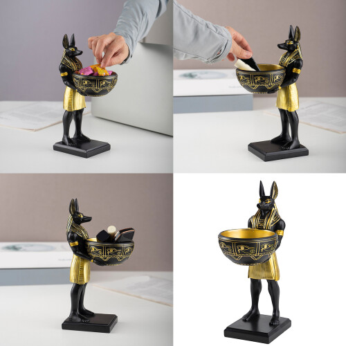 Antike Anubis-Skulptur mit Schale, Kunstharz, ägyptische 1