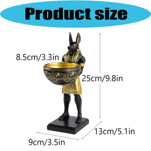 Antike Anubis-Skulptur mit Schale, Kunstharz, ägyptische 2