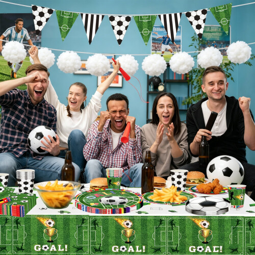 Pack Of 164 Football Themed Tableware Set Includes Plates Cups 1