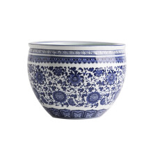 Blue and White Ceramic Planter 11x9cm Porcelain Flower Pot Chinoiserie Vintage Oriental Decor for Indoor Plants