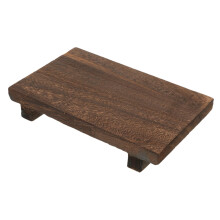 Wooden Pedestal Stand for Bathroom Soap, Vintage Dark Brown Tray Riser, Elegant Rustic Organizer