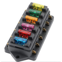 Scatola portafusibili per sistemi automobilistici, portafusibili a 6 vie con coperchio in plastica trasparente e design anti-schizzi e antipolvere,
