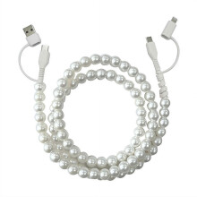 (B) Pearl Beaded Charging Cable - USB-C to Lightning PD Fast Charging Cord for iPhone 17/16/15