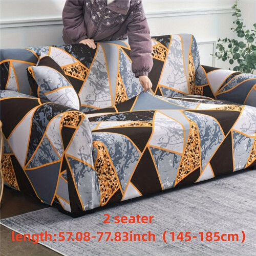 (C, 3 Seater) 1pc Pillowcase (Pillow Insert Not Included), Triangle Pattern, Stretch Sofa Cover