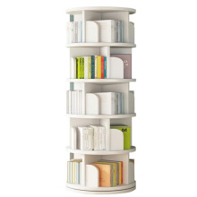4/5/6 Tier 360 Degree Rotating Bookshelf White Wooden Shelf for Living Room Bedroom Large Storage