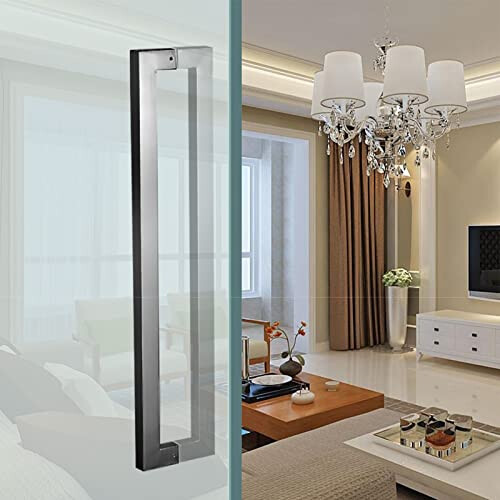 Stainless Steel Sliding Barn Door Pull Handle Dark Grey 48in Heavy Duty Rectangular Design with Mounting Kit 1