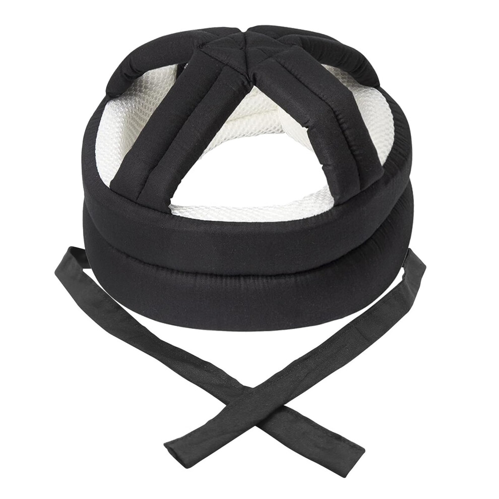 Elderly Fall Protection Hat With Impact Absorption Sponge Core, Allaround Head Safety Cap For Seniors, Black 9310869662938