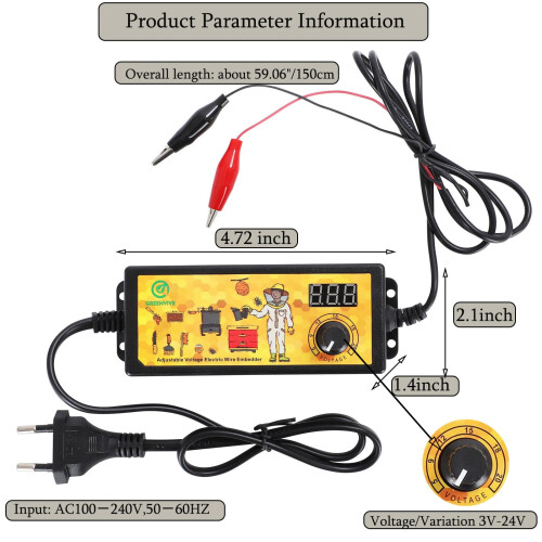 Adjustable Voltage Electric Wire Embedder 324V Beekeeping Tool for Wax Foundation Frames 1