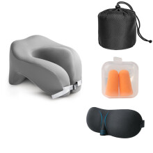 Reisgenoot, ergonomisch ontwerp voor ultiem comfort, neksteun van traagschuim met verstelbare sluiting, draagbare en afneembare hoes voor eenvoudig