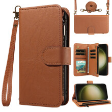 Wallet Case with Detachable Crossbody Strap, Leather Card Holder and Kickstand for Samsung Galaxy S23 Ultra