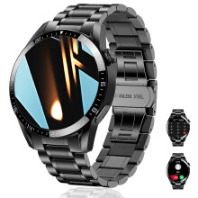 Smartwatch for Men with Voice Call 1.36'' Touchscreen Stainless Steel Fitness Watch IP67 Waterproof Heart Rate Sleep Monitor for Android iOS Black
