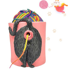 Funny Black Cat Butt Yarn Bowl Holder with Holes, Tangle Yarn Feed for Knitting and Crocheting