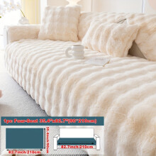 (White, Four-seat Sofa Cover 35.4*82.7in (90*210cm)) Pet Friendly Sofa Cover - Sofa Protective Cover - Fashionable Rabbit Like