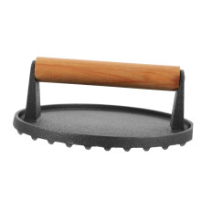 Heavy Duty Cast Iron Burger Press with Handle, Non Stick Grill Press for Even Patties and Outdoor Cooking