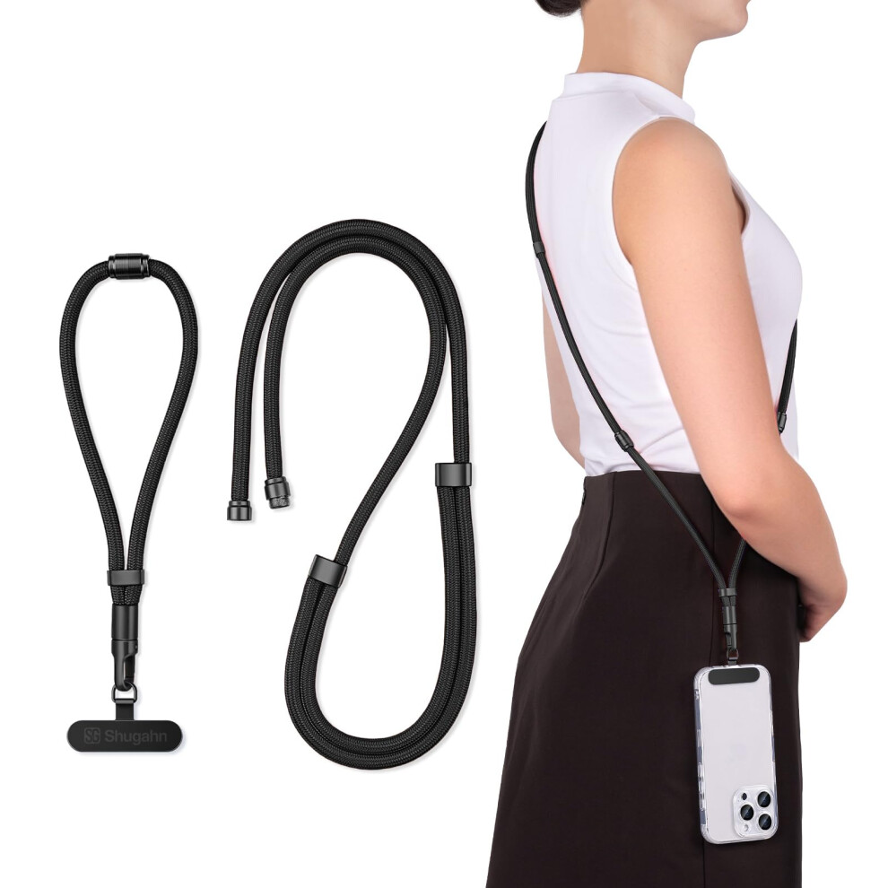 Adjustable 3In1 Phone Lanyard And Cell Phone Strap With Crossbody And Wrist Options, Universal Black 9310869708049
