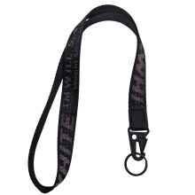 Black Lanyard for ID Badges and Keys, Durable Wristlet Keychain with Secure Metal Clasp for Work