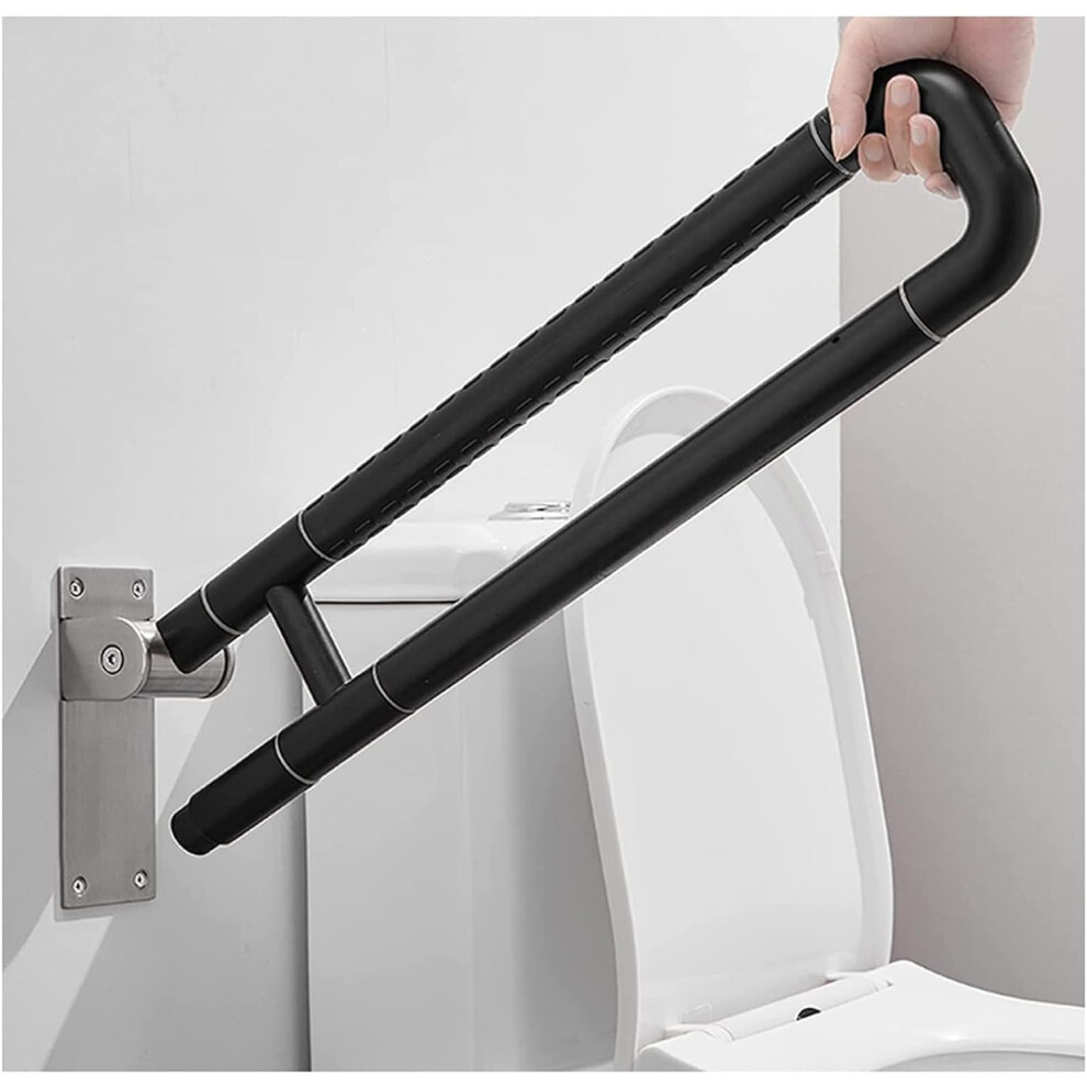 Bathroom Grab Bars Fold Down Wall Mounted Toilet Safety Rail 60cm Stainless Steel NonSlip Ergonomic Design for Elderly