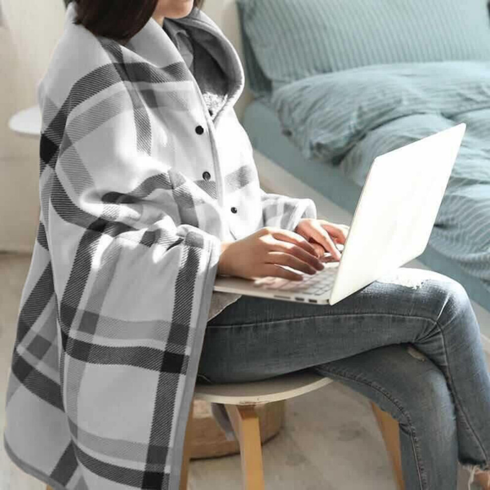 Wheelchair Blanket Shawl with Buttons, Warm Plush Comfort for Seniors, Sleeveless Easy Wear