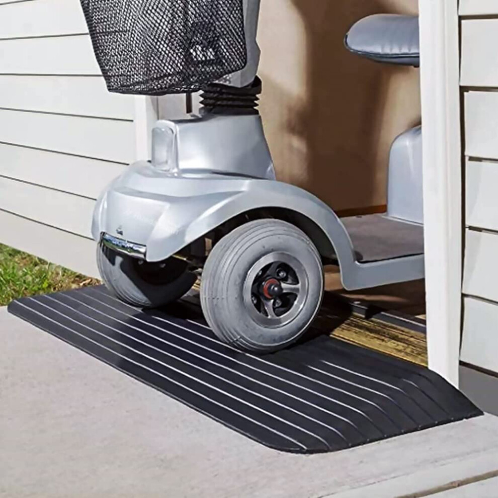 2 Inch Rubber Wheelchair Threshold Ramp with AntiSlip Surface for Doorways and Bathroom Entry