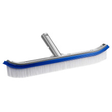 18 Inch Pool Brush Head with Reinforced Metal Backbone, Curved Ends, Heavy Duty Nylon Bristles for Multi‑Surface Swimming Pool Cleaning