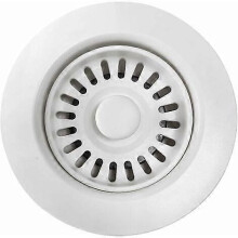 White Polymer Kitchen Sink Drain with Removable Basket Strainer and Rubber