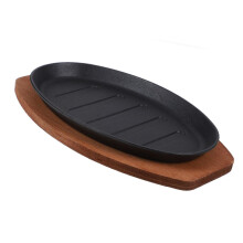 Cast Iron Griddle Pan Teppanyaki Grill Plate for Sizzling Fajitas and Steaks, Even Heat Retention