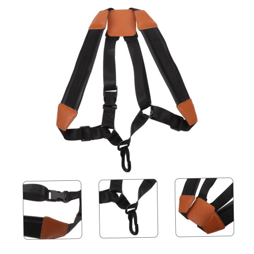 2Pcs Kids Saxophone Shoulder Strap Adjustable Black Harness for Beginners Lightweight Secure Hook 2