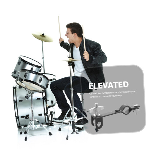 Adjustable Cowbell Holder for Drum Set, Durable Metal Bracket with Ratchet Angle and Secure Mounting 2