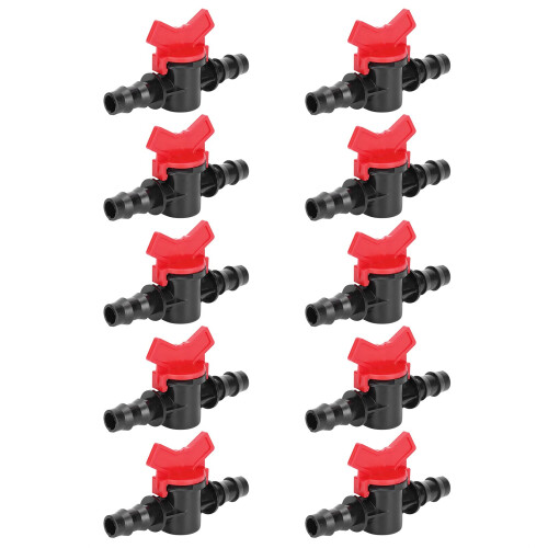 1/2 Inch Drip Irrigation Valve with Red Handle, Garden Irrigation Connector for Precise Flow Control