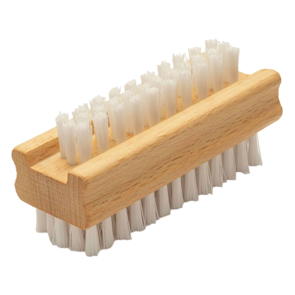 Wooden TwoSided Nail Brush with Ergonomic NonSlip Grip, Heavy Duty Bristles for Hand Cleaning and Travel
