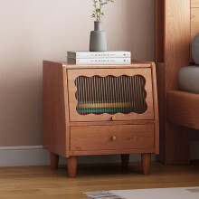 Solid Wood Bedside Table with 2 Drawers, Modern Brown Nightstand for Bedroom and Living Room Use