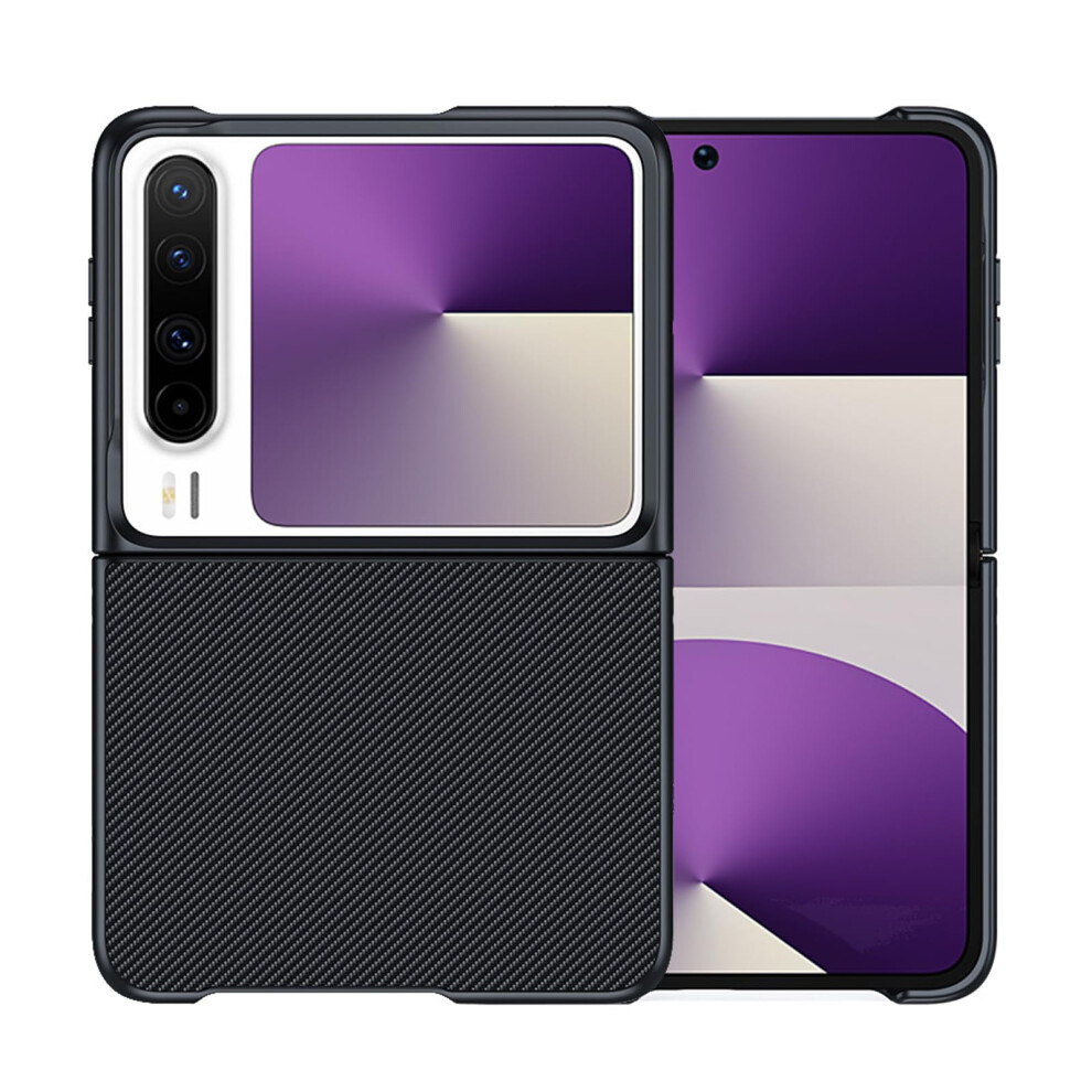 Leather Shockproof Slim Cover Case With Carbon Fiber Pattern And Raised Edge Protection For Huawei Pura X Black 9330225657347