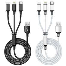 Multi USB Charging Cable 3A, (2Pack 6.6FT)3 in 1 Fast Charger Cord Connector with Dual Pho