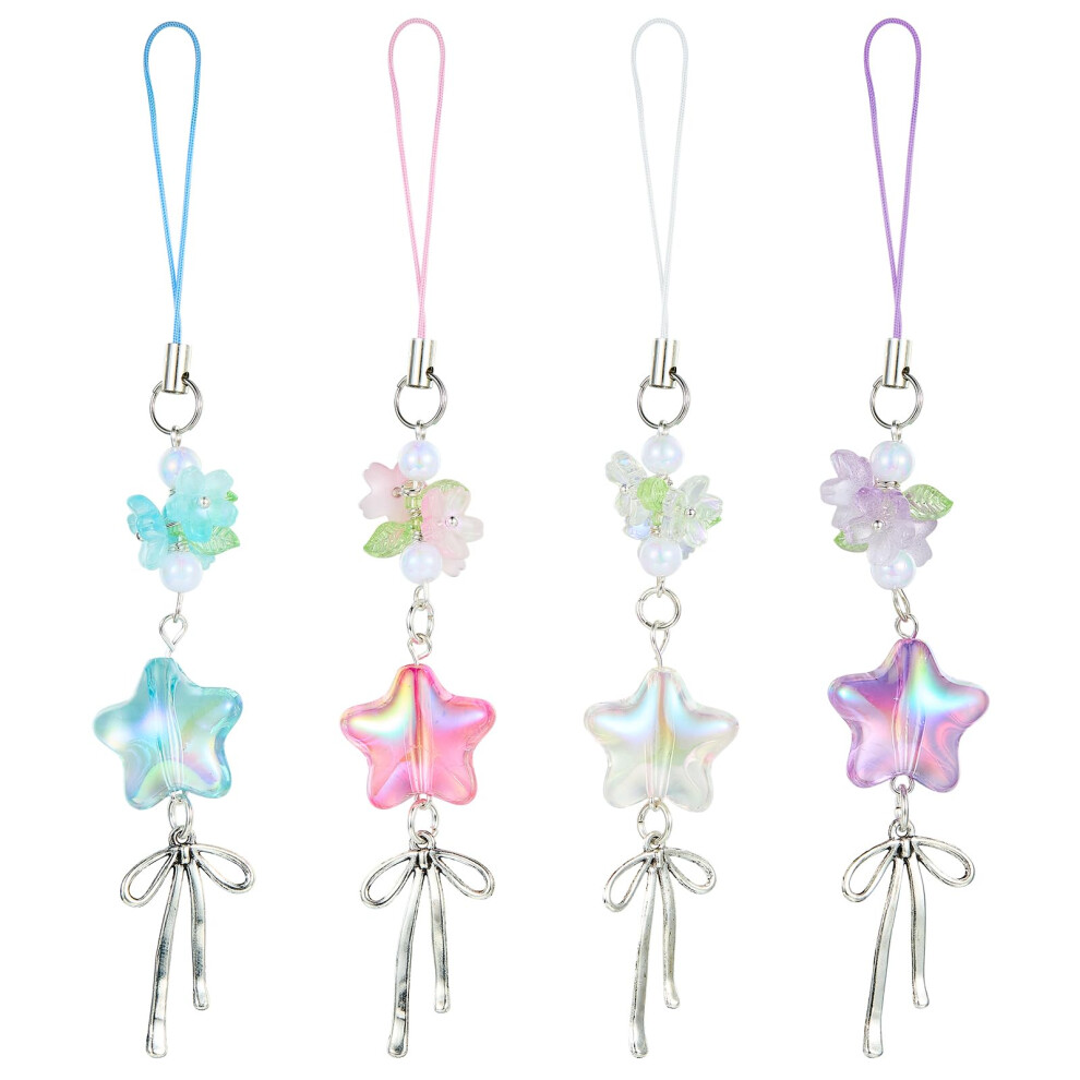 4Pcs Star Phone Charms Set, Cute Acrylic Cell Phone Strap With EyeâCatching Colors For Bag Keychain Wallet 9310869709114