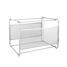 File Organizer Box A4 Letter Size Hanging File Folder Box with Durable Steel Structure and Modern Silver Finish for Office Home Desk Storage