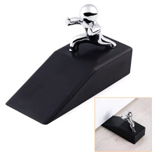 Heavy Duty Door Stopper with Cute Kungfu Man Design, Durable Zinc Alloy and Anti‑Slip Rubber Base