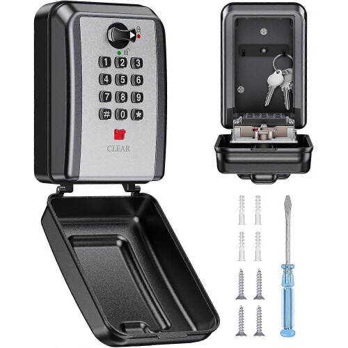 Wall Safe Key Lock Box, 12 Digit Combination Lock Box for Keys with Resttable