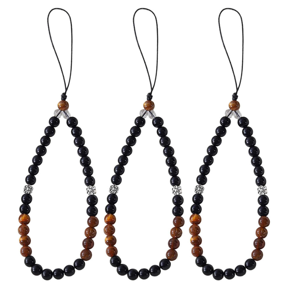 3Pcs Beaded Phone Charm Set, Flower Bead Wrist Strap For Women, Secure Carry For Bag And Key 9310869709589