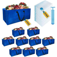 10 Pack Heavy Duty Extra Large Moving Bags with Backpack Straps & Vacuum Storage